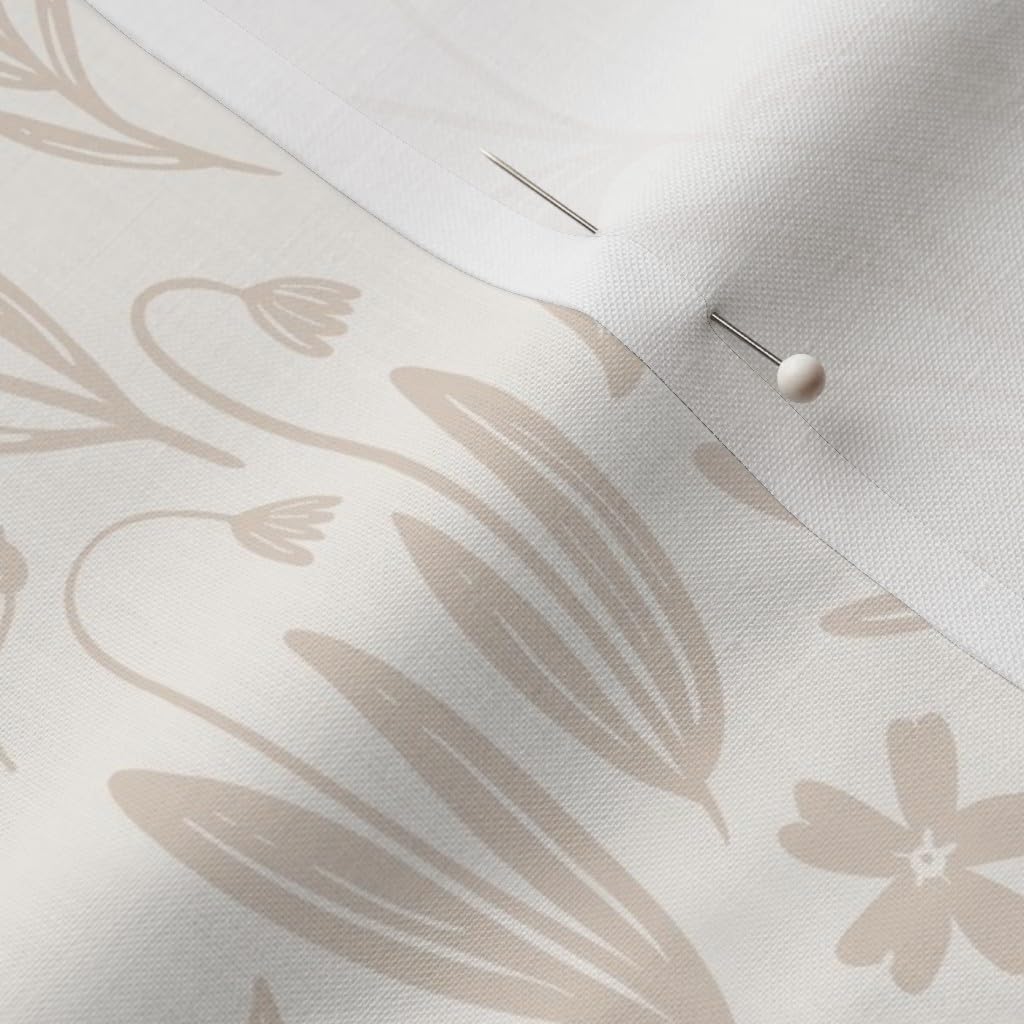Spoonflower Fabric - Flowers Cream Tan Nude Medium Scale Subtle Floral Wildflowers Printed on Petal Signature Cotton Fabric by The Yard - Sewing Quilting Apparel Crafts Decor