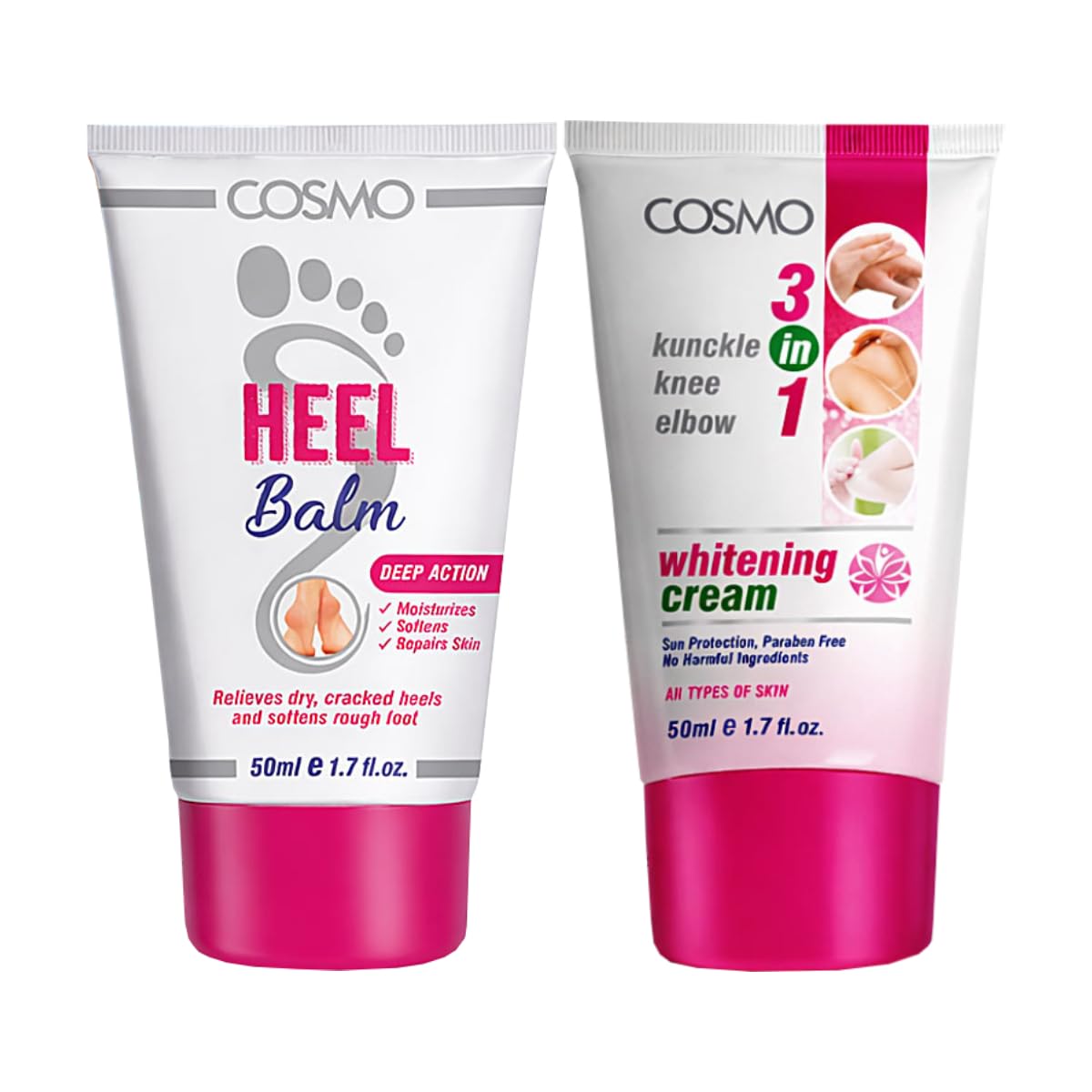 Cosmo Bath & Body Care Foot Care 2 Pieces Set | 50ml Intensive Heel Balm & 50ml 3-in-1 Skin Brightening Cream | Repair Cracked Heels & Dark Knees | Fast-absorbing | Non-greasy | For All Skin Types-image-20