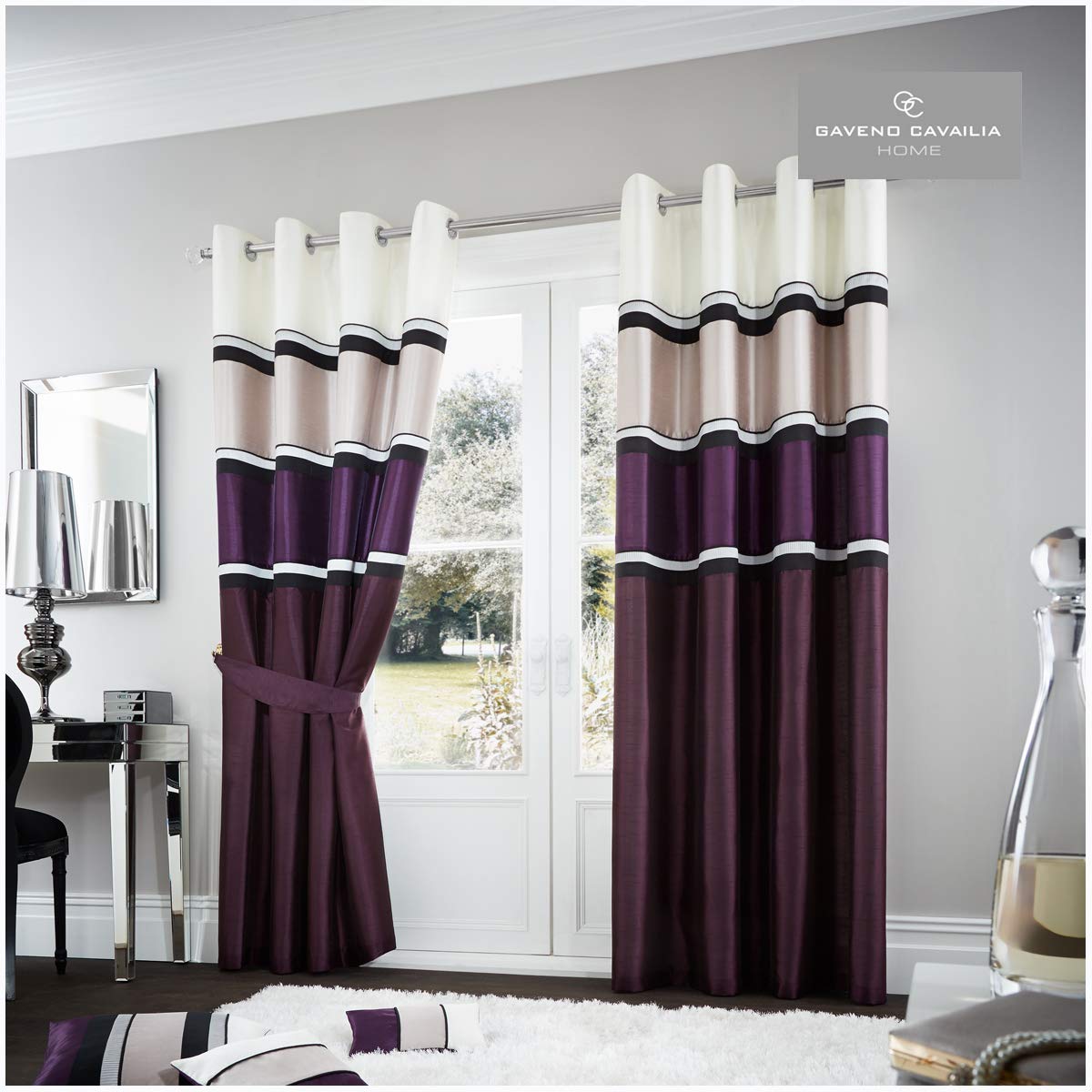 Gaveno Cavailia Luxurious Panama Room Curtains (66 x 90 Inches), Polyester, Aubergine