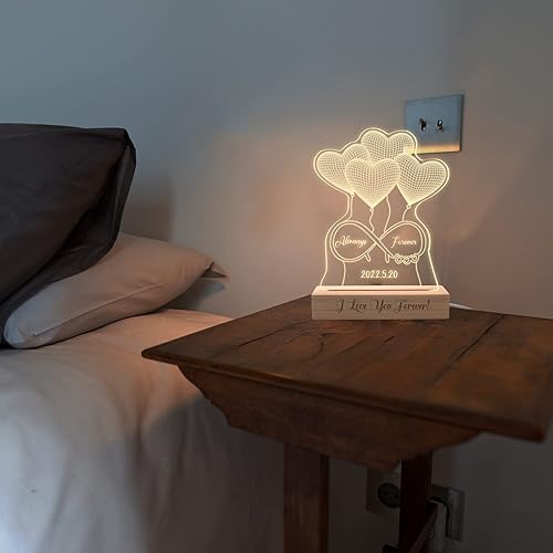 Miniatura 5 de Uoffice5 Lámpara de noche personalizada con base  Lámpara acrílica personalizada para regalo para su aniversario  Regalos del día de San Valentín