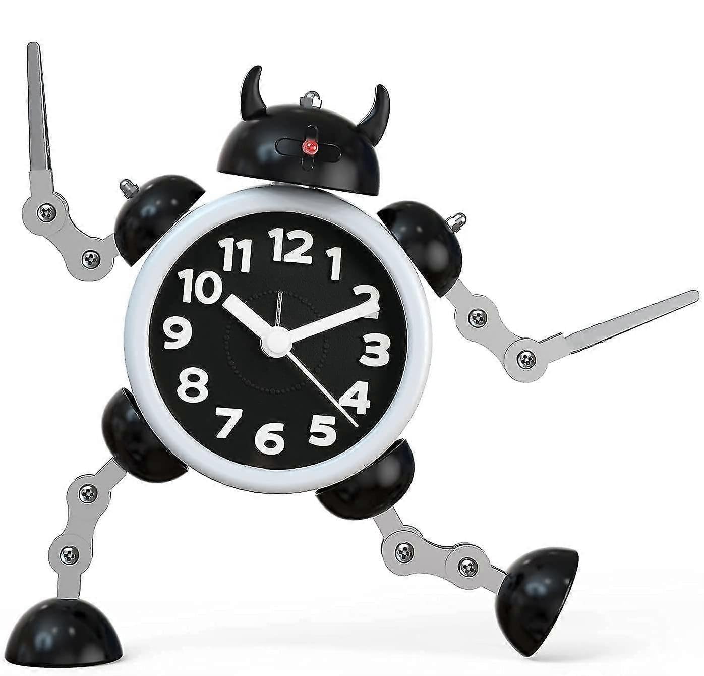 JOYHAPPST Fun Alarm Clock Alarm Clock For Kids, Boys, Girls, Robot Alarm Clock, Analog Alarm Clock For Kids, Non-ticking