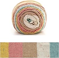 Vista 18 de Hilo de color de algodón para tartas, hilo multicolor arcoíris para tejer y tejer a ganchillo, 2 bolas de 7.05 oz, 45% algodón, 55% acrílico, hilo