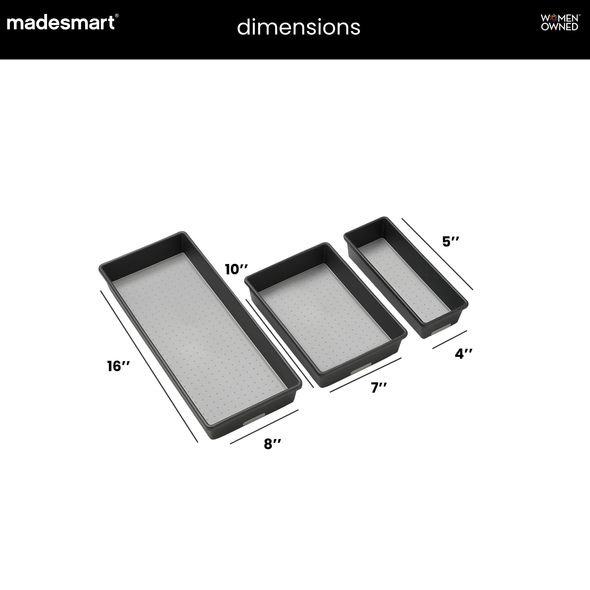 madesmart Classic 3-tacowy pojemnik na śmieci, granit, klasyczna kolekcja, wielofunkcyjne przechowywanie, miękka podszewka i antypoślizgowe gumowe nóżki, trwały, nie zawiera BPA
