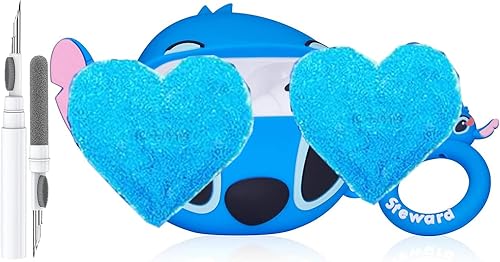 Miniatura 14 de Linda Funda de Pato para Airpod de 2ª y 1ª Generación, Divertida Funda de Airpods 3D de Dibujos Animados Kawaii con Kit de Limpieza y Llavero