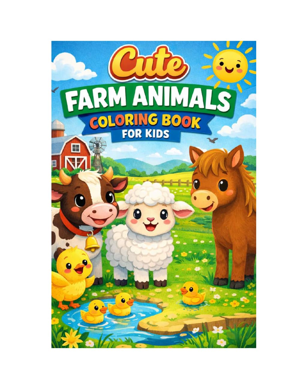 Cute Farm Animals Coloring Book for Kids