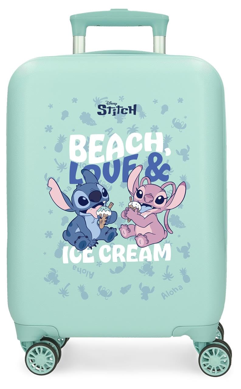 Joumma Disney Beach & Love Turkusowa niebieska walizka kabinowa 33 x 50 x 20 cm sztywne zapięcie szyfrowe z boku ABS 28L 2,2 kg 4 koła podwójny bagaż podręczny