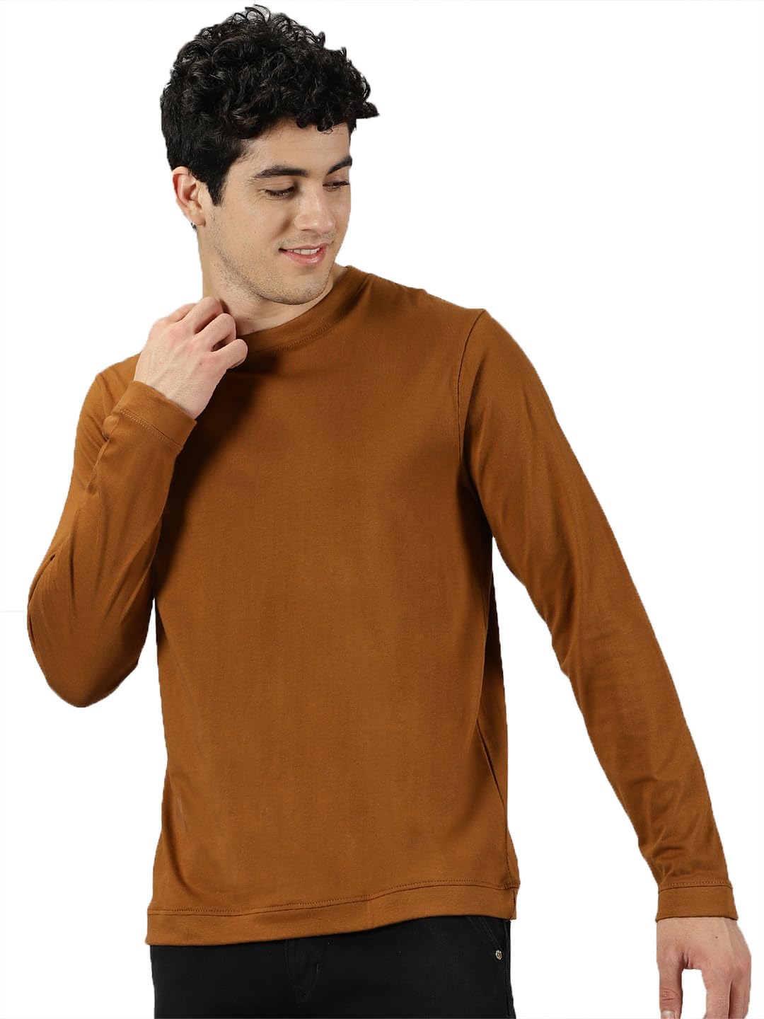 THE HOLLANDERMens Cotton Solid Full Sleeve T-Shirt