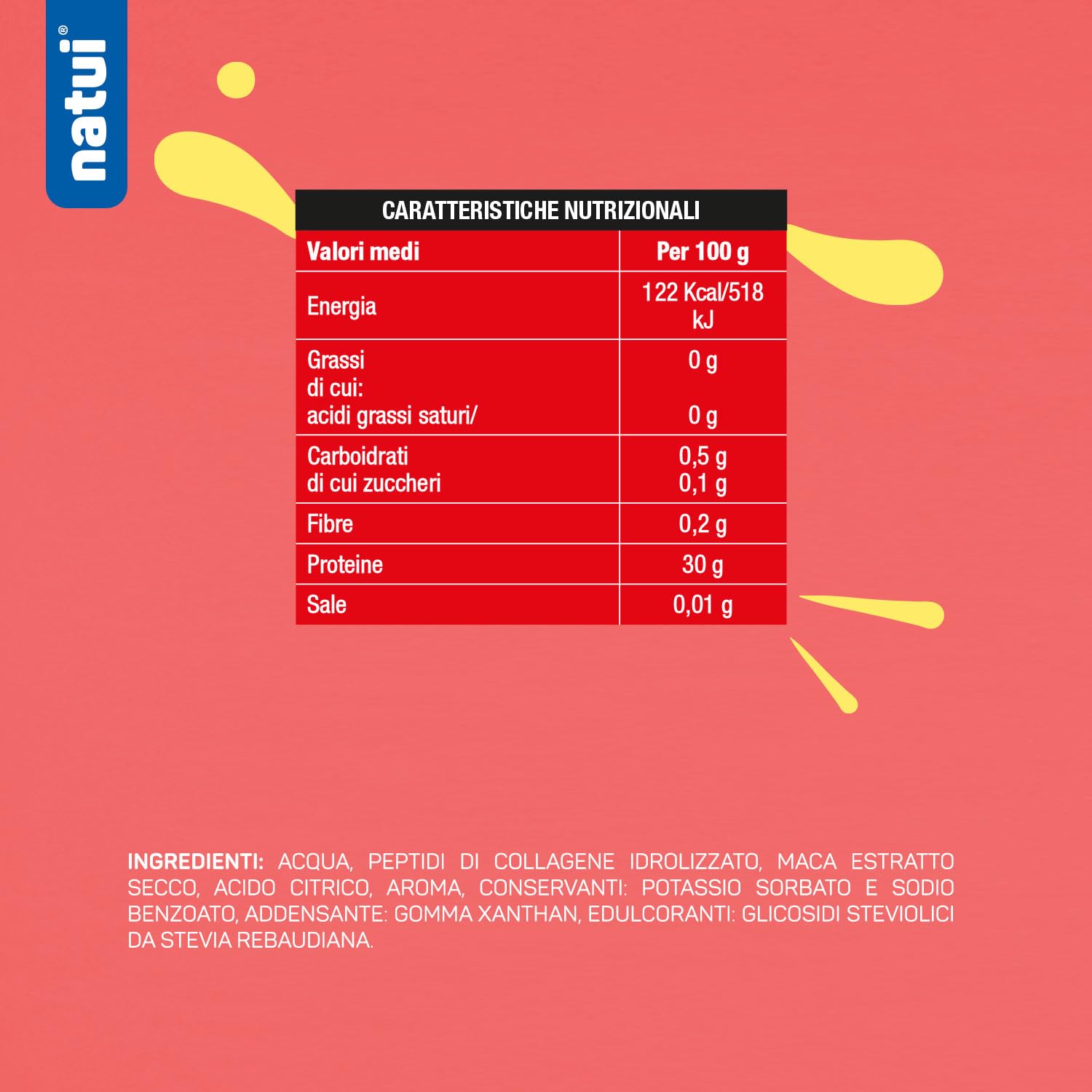 Natui Protein Peptides - Shot Booster Pronti da Bere - Con 18 g di Proteine da Peptidi di Collagene Idrolizzato, Maca ed Estratti di Frutta - Senza Glutine e Senza Zuccheri Aggiunti - Box da 6 x 60 ml