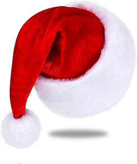Santa Hats Unisex Velvet Christmas Hat for Adults Extra Thicken Xmas Hats | Classic Touch Comfort Santa Hats for New Year Festive Party Supplies