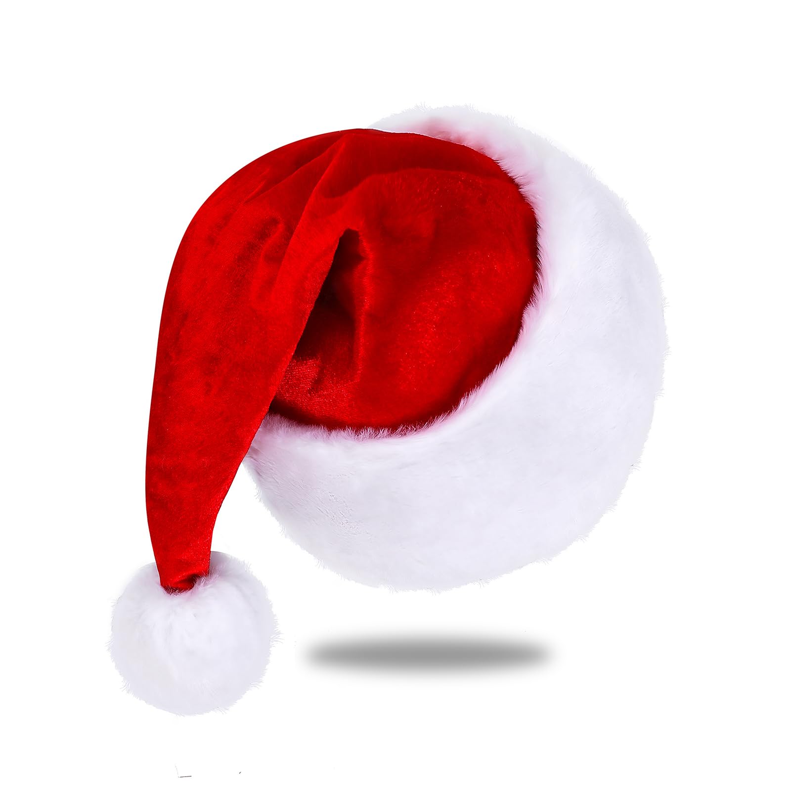 Subyan Santa Hats, Unisex Velvet Christmas Hat for Adults, Extra Thicken Classic Xmas Hat for New Year Festive Party