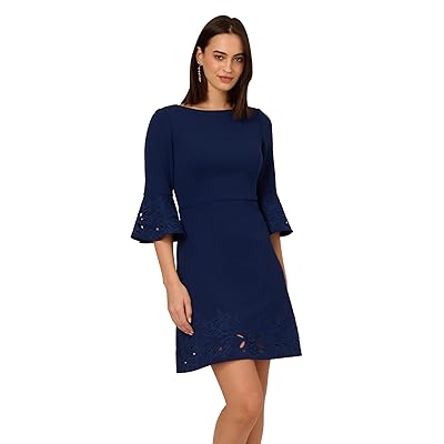 Adrianna Papell Knit Crepe Combo Short Dress Women