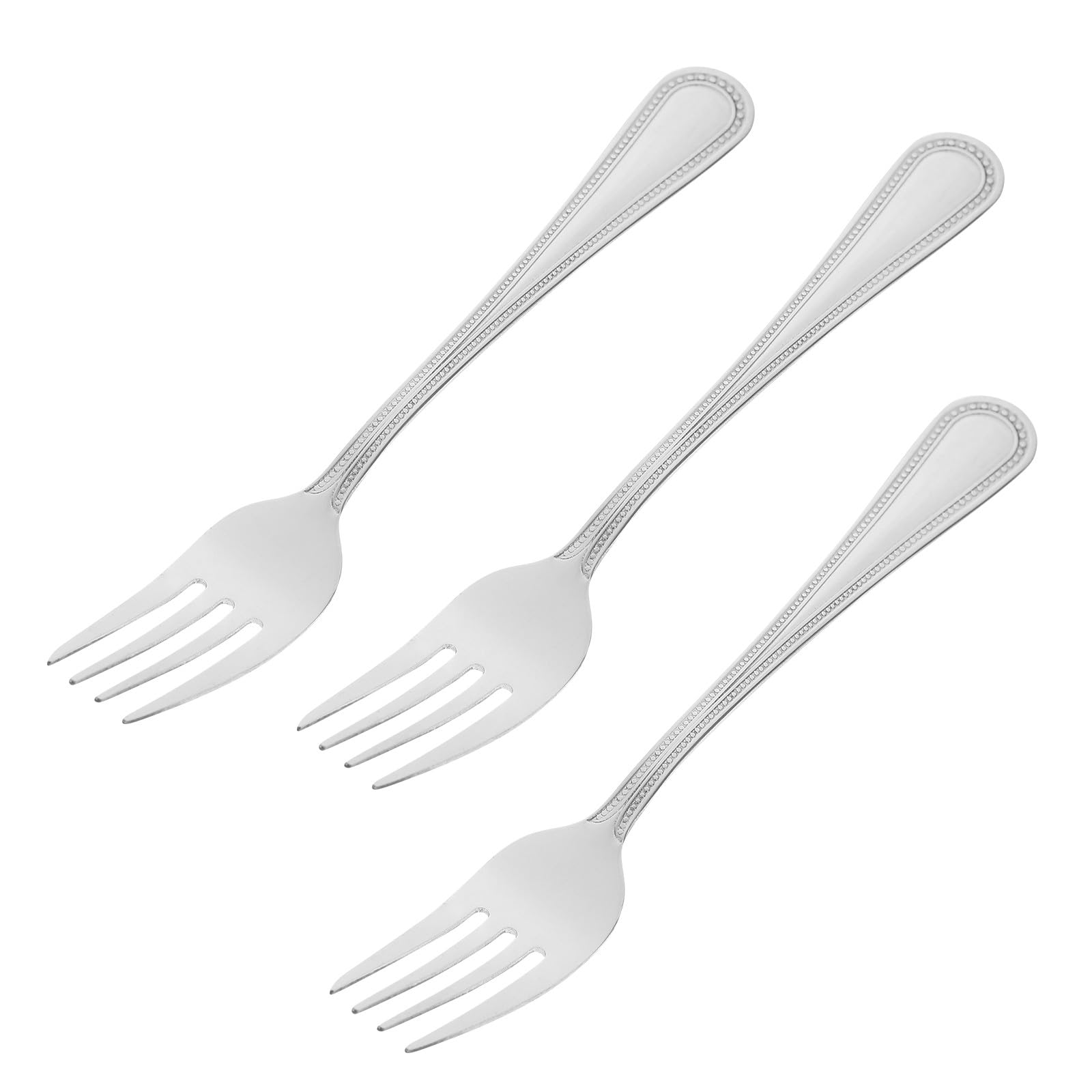 Fourchettes à Dessert Lot de 3 Argentées en Acier Inoxydable