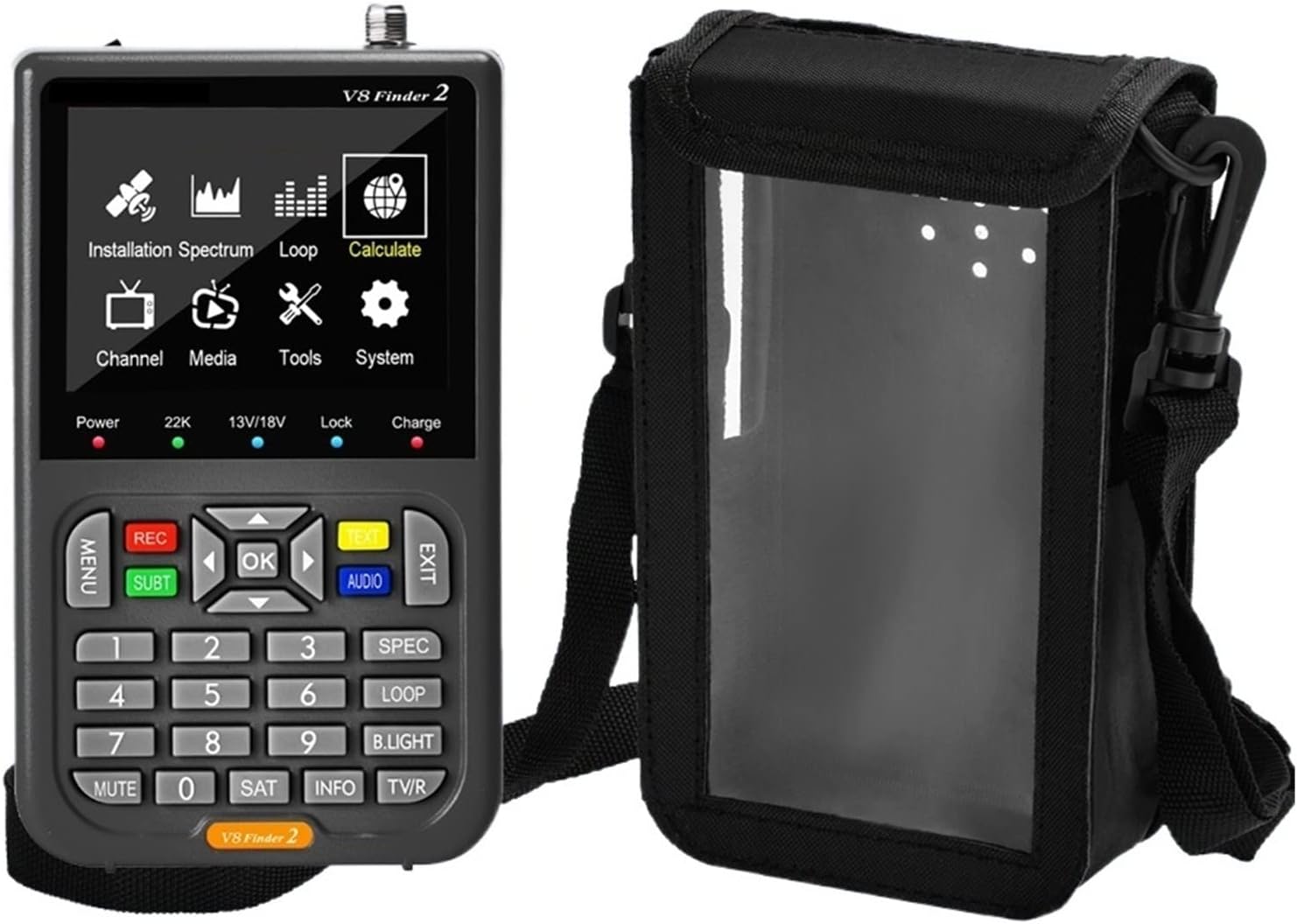 Satellite Finder, Satellite Finder TV 1080P HD DVB-S2X/S2/S,MPEG-2,MPEG-4,H.264(8 Bit) Hardware YouTube for USB 2.4G for Adjusting Sat Dish(1PC with Backpack)