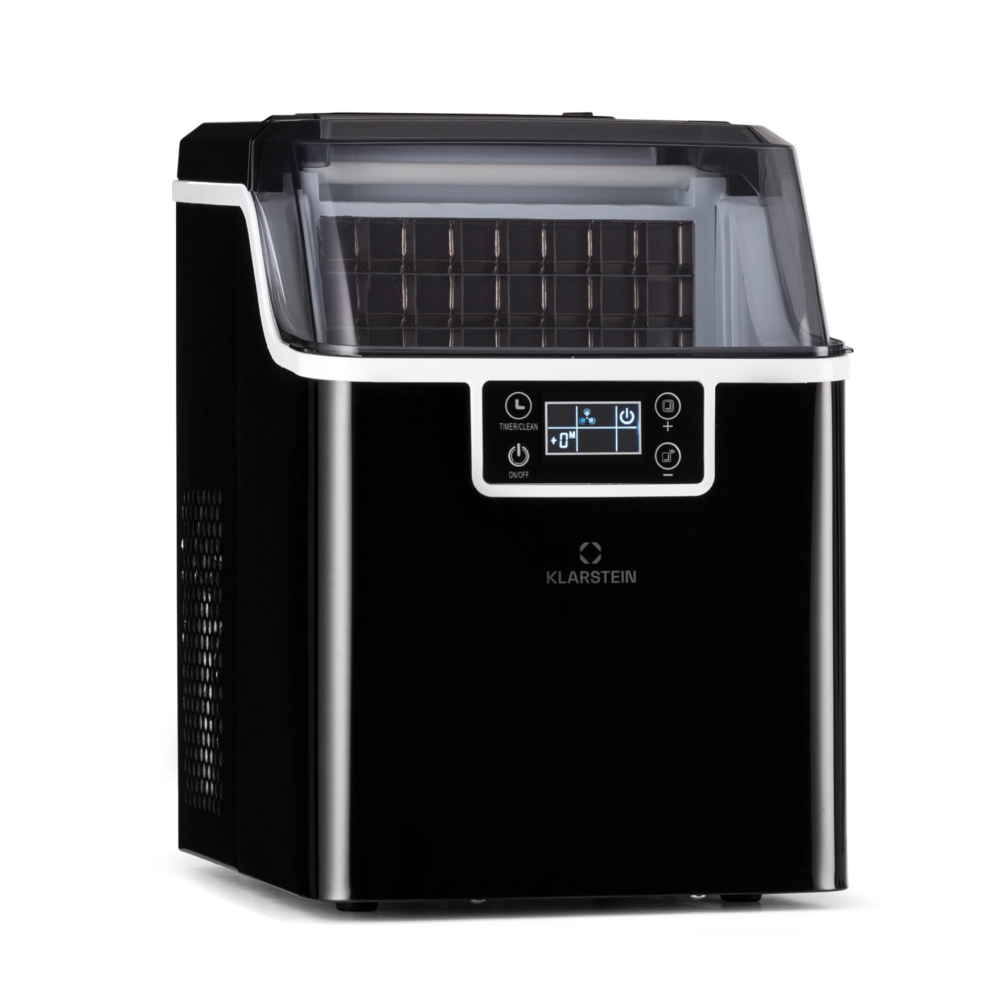 Klarstein Eiswürfelmaschine für Zuhause Camping Gastro, Schnelle Mini , Profi Eismaschine für Große Kleine Klare Eiswürfel, Selbstreinigend mit 3,2L Eiswürfelbehälter, 20kg/24h
