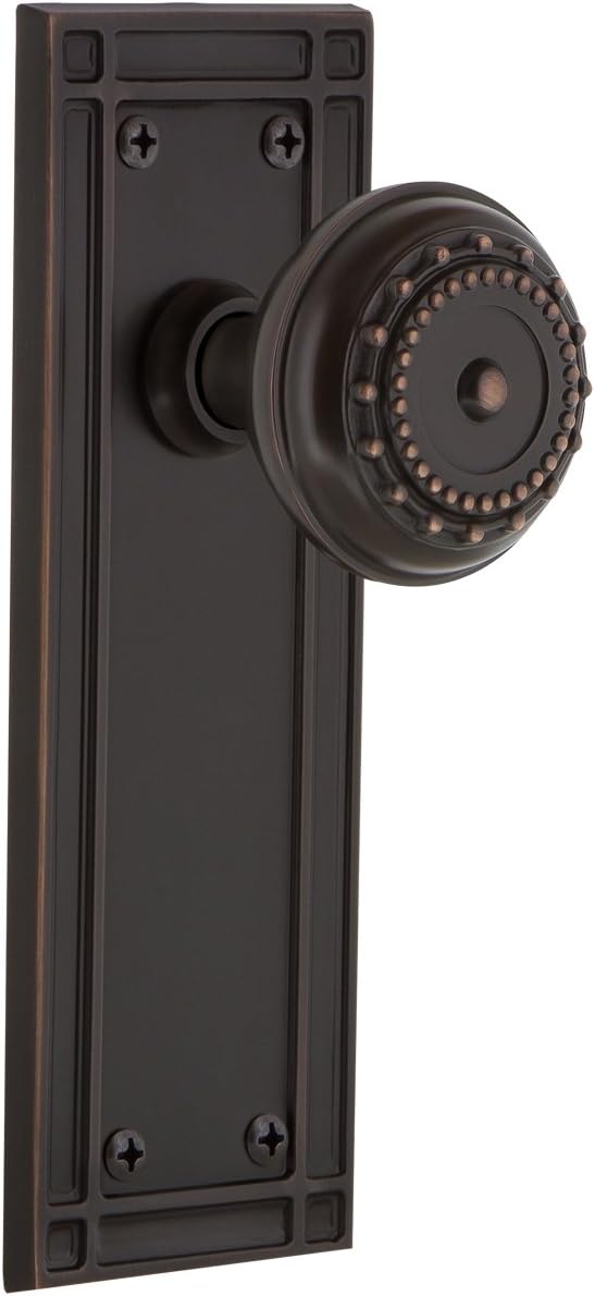 Nostalgic Warehouse Mission Plate Passage Meadows Door Knob in Timeless Bronze