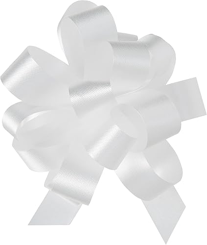Miniatura 1 de Berwick The Perfect Bow Pull Ribbon, tamaño acabado de 4 pulgadas con 18 bucles, color blanco, 50 piezas