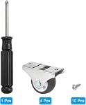 PATIKIL Mini Fixed Caster Wheel 1.5", 4 Pack TPE Rigid Roller with Metal Top Plate Screws for Furniture Small Cart Straight Line Movement, Brown
