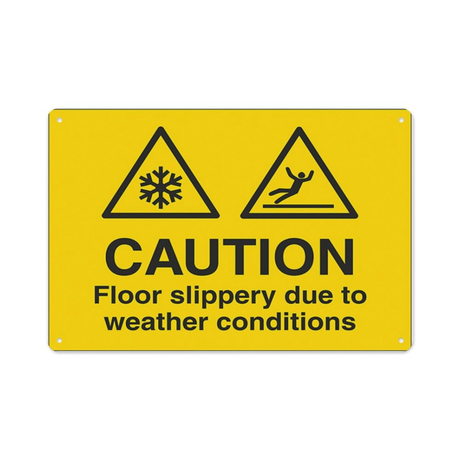 peiyeety Caution Floor Slippery Due To Weather Conditions Aluminum Tin Warning Signs For Home Outdoor Garden 8X12 Inches