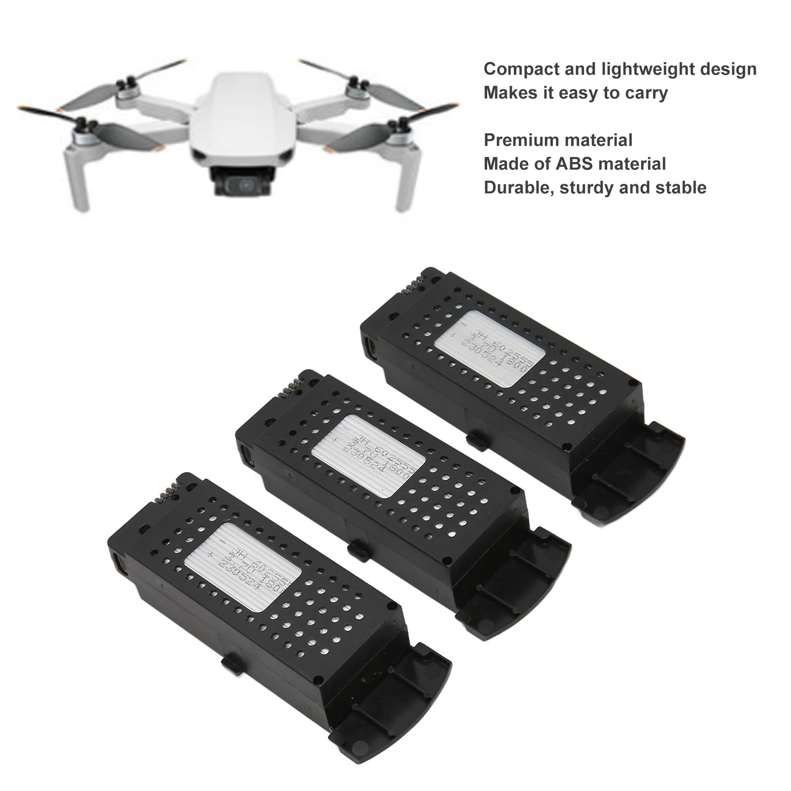 3pcs 3.7V 1800mAh Drone Lipo Batterie de Remplacement Compatible avec SG S6 G6 Q6 RC UAV Drone, RC Quadcopter Drone Batterie au Lithium avec 1 Remorquage 3 Câble de Charge