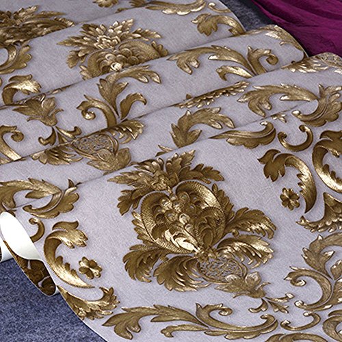Kalri 32.8Ft X1.738Ft Luxury Metallic Gold And Cream Textured Damask Wallpaper Home Room Wall Paper Rolls For Living Room, Bedroom, Bars (Wp40936A) #TOP4