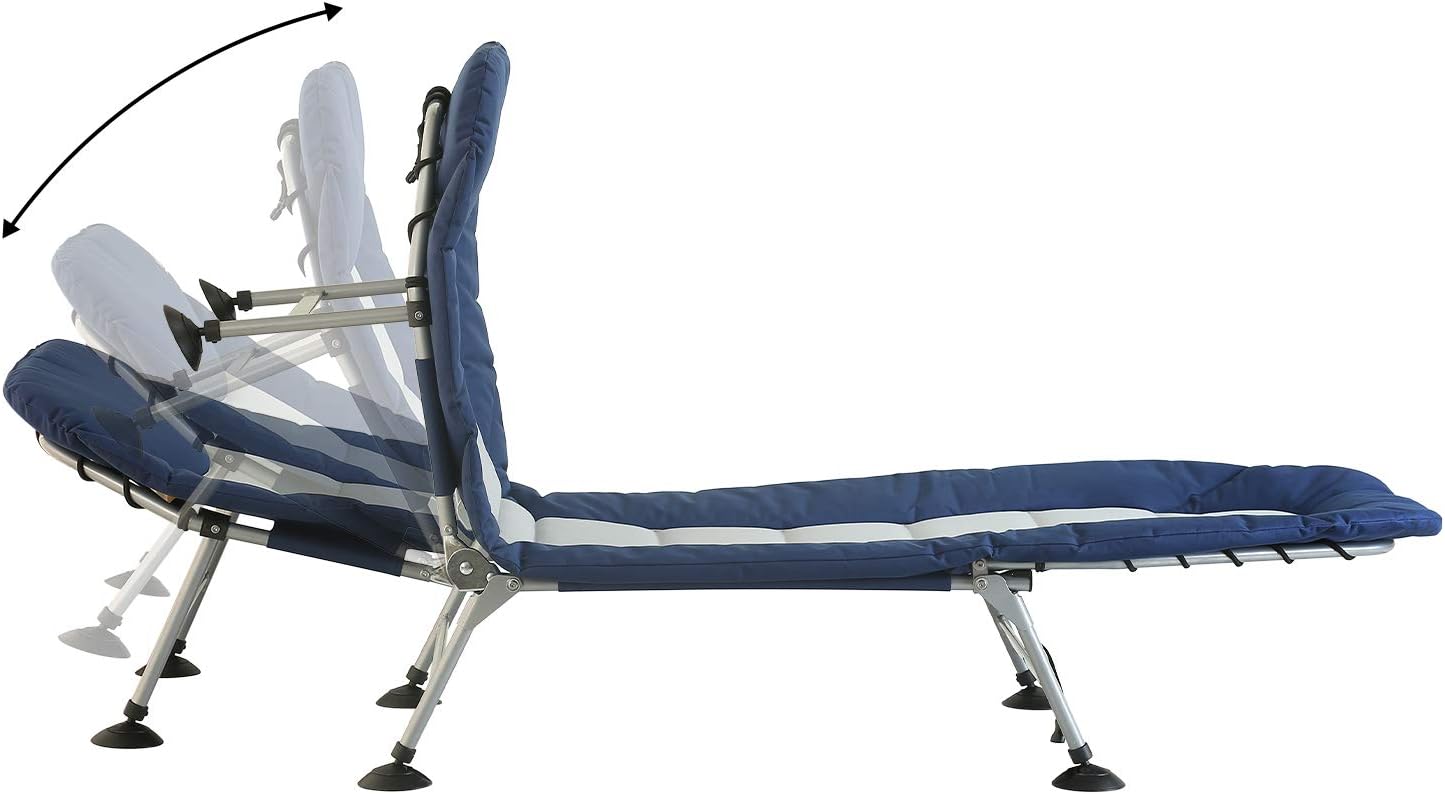 AbocoFur Folding Portable Camping Cot for Adults 500lbs, Utility Adjustable Sleeping Bed with Strong Steel Frame and 600D Oxford Fabric, Indoor&Outdoor Recliner for Travel, Office, Blue and Grey : Sports & Outdoors