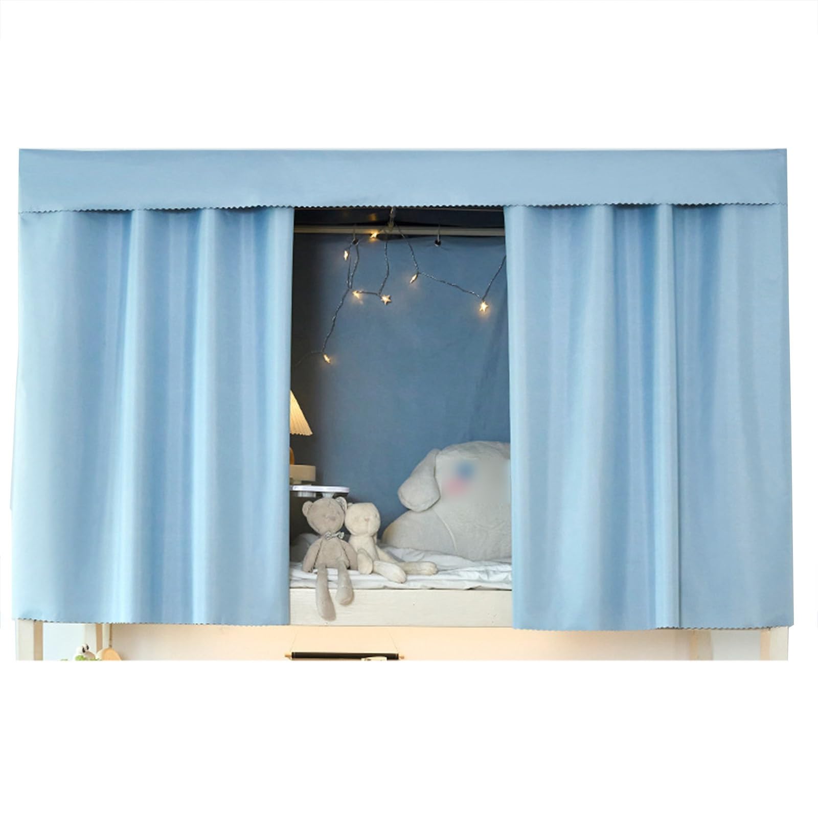 LVYUDS Loft Bed Curtains University Blackout Bunk Bed Curtains Thicken Polyester Dust-Proof Bunk Bed Tent for Bottom Top Breathable for Motorhomes(Curtain*2,1.5M_BLUE)