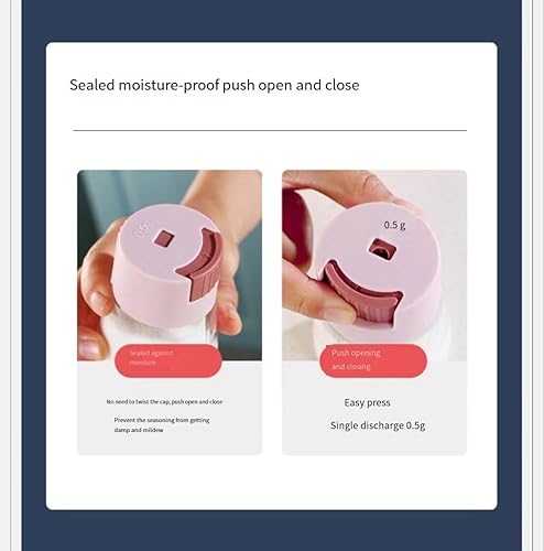 Miniatura 4 de Salero con control de sal medido, paquete de 3 tarros de condimentos sellados para cocina, caja de condimentos de prensa cuantitativa, pimienta,