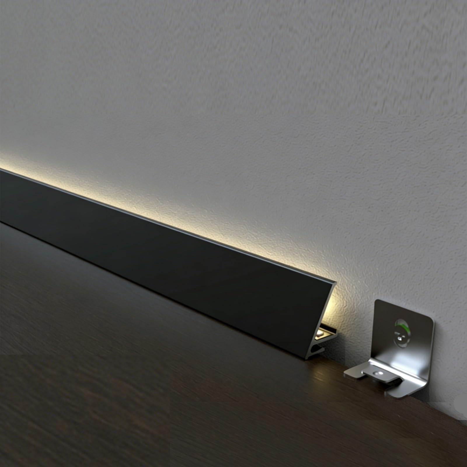 LZMZMQ Stainless Steel Led Baseboard Channel Length 1-10 M, LED Indirect Lighting Cove Molding with Inner/Outer Connector, Ceiling Trim for Home/Commercial(Black,7M(23FT))