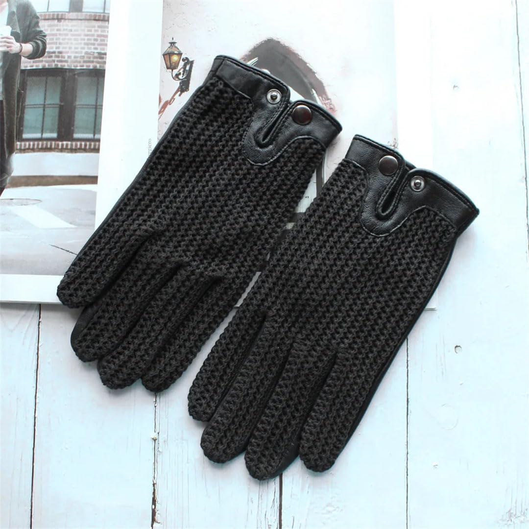 Gants antidérapants en cuir pour homme - Gants de conduite à écran tactile - Gants d'équitation pour moto