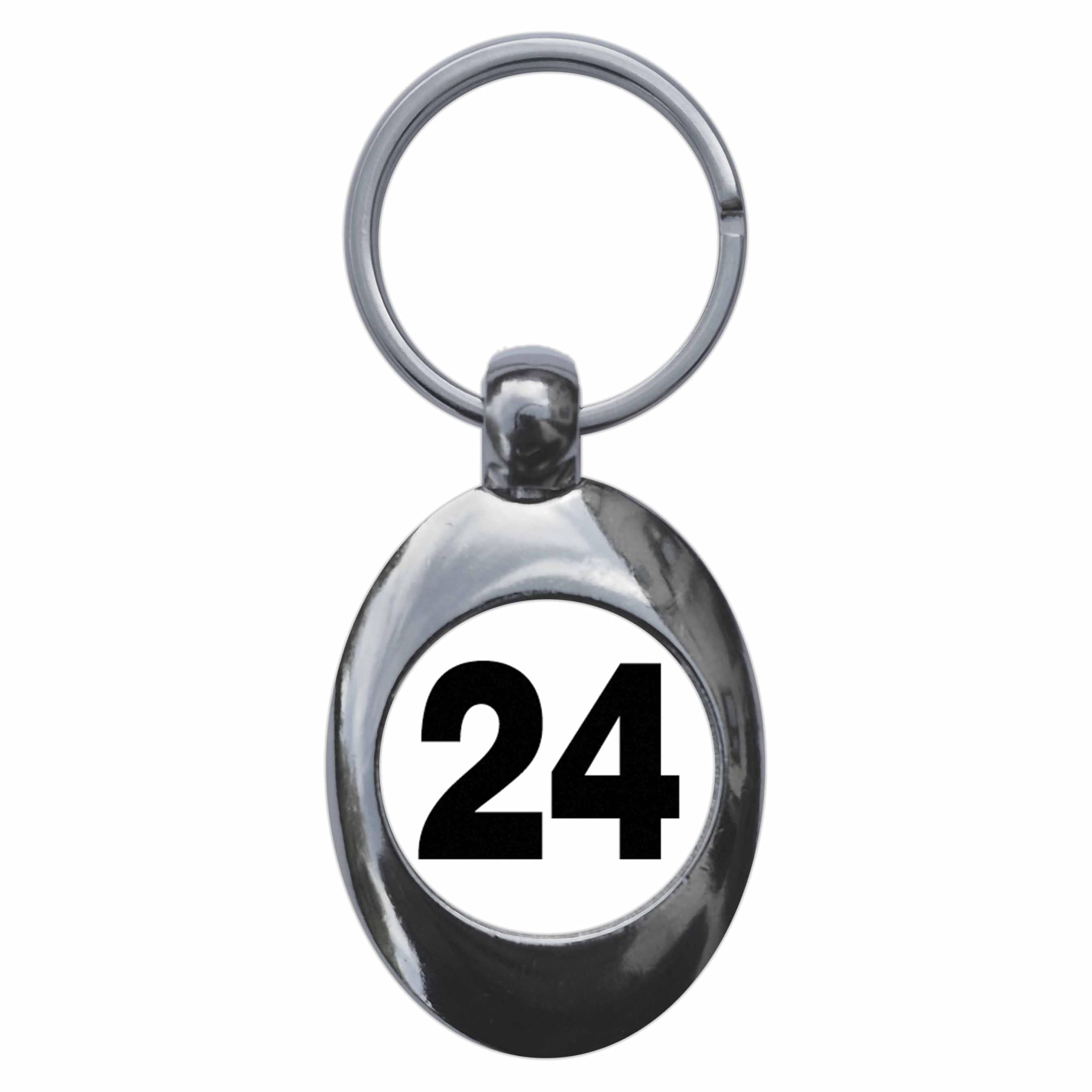Ozorath Plain Number 24 Twenty Four Keyring Keychain Key Ring Chain With Trolley Coin