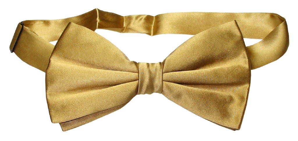 Vesuvio Napoli 100% SILK BOWTIE Solid GOLD Color Men's Bow Tie for Tuxedo or Suit