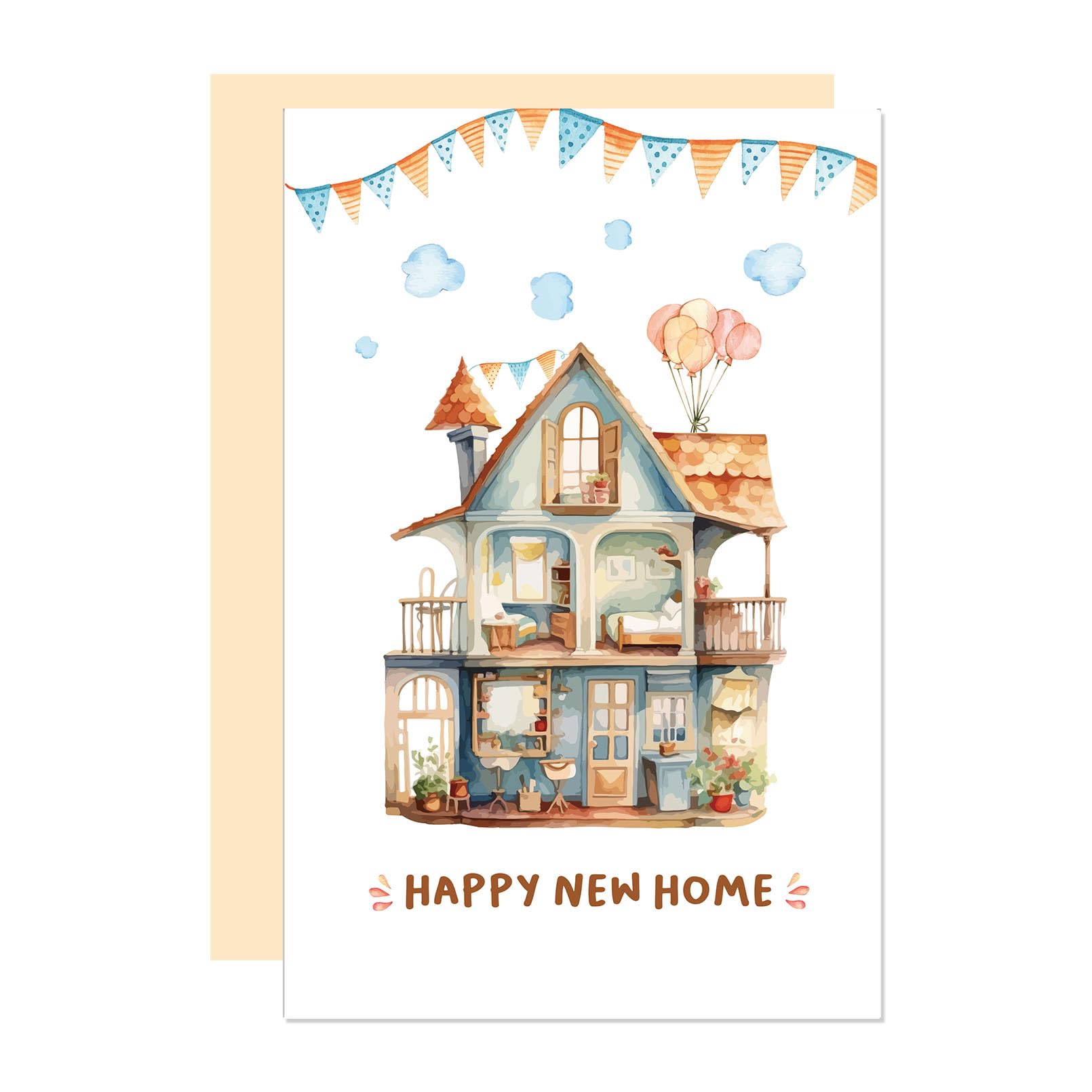Ure Tenk Cute Happy New Home Card, Moving House Congratulation Card, Cute Housewarming Card, First New Homeowner Gift Idea, New Memories Greeting Card