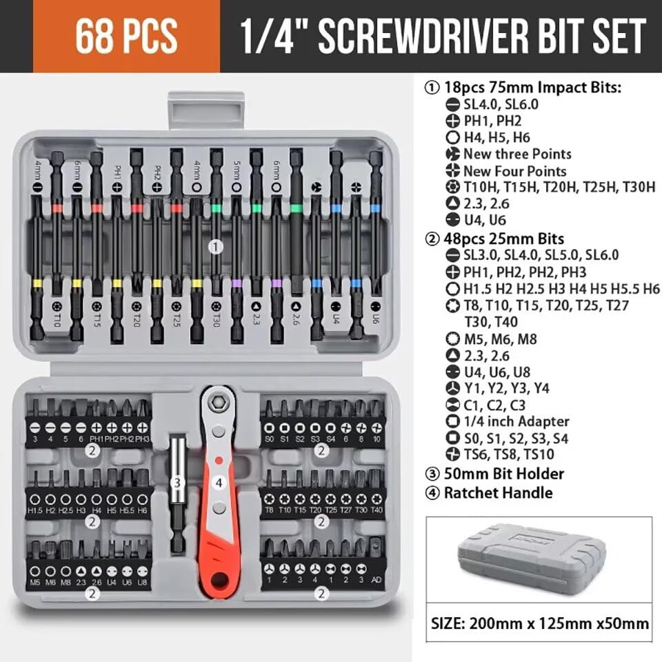 Kit de destornilladores y llaves, 68 piezas con estuche miniatura 2