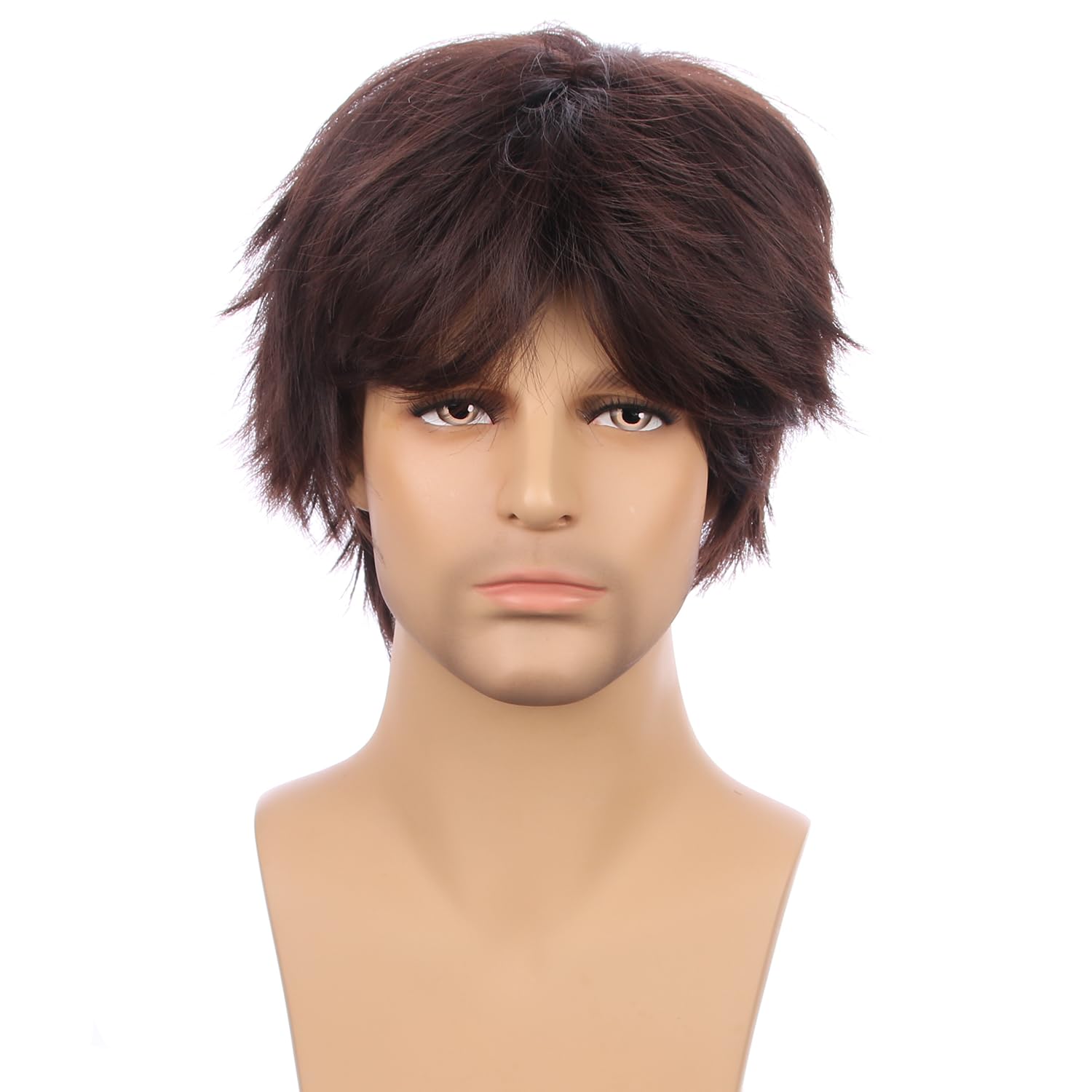 WAVELNM Kids Short Brown Wig Boys Brown Wigs Short Straight Wig for Boys Child Daily Halloween Costume Synthetic Wigs