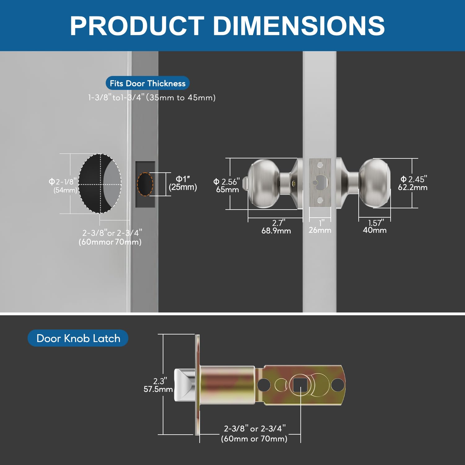 Juego de 4 pomos de puerta de entrada con llave, todos con la misma llave para puertas exteriores e interiores, de acero inoxidable, manijas de níquel satinado para puerta delantera/entrada