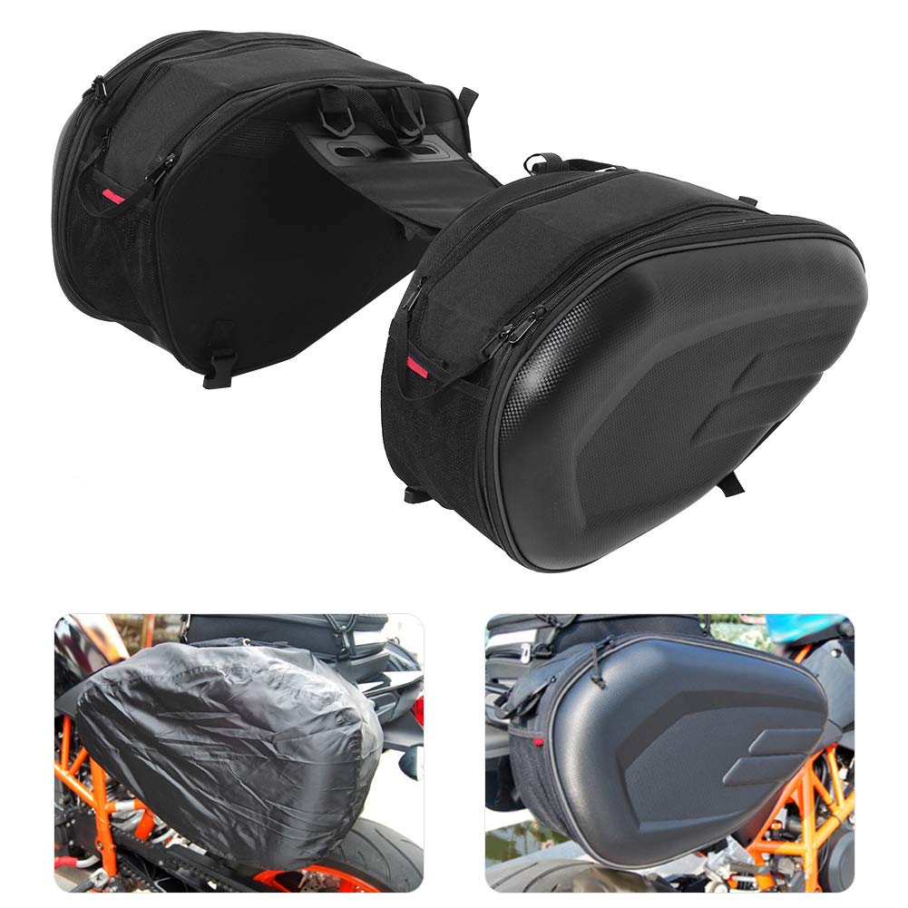 Luocute Torba Siodłowa Motocyklowa, Wodoodporny bagaż Hełm Bocznych 58L, Duża pojemność do Podróży, Jazdy na Rowerze, Motocross, Kempingu, z wodoodporną osłoną, do Aktywności na Zewnątrz