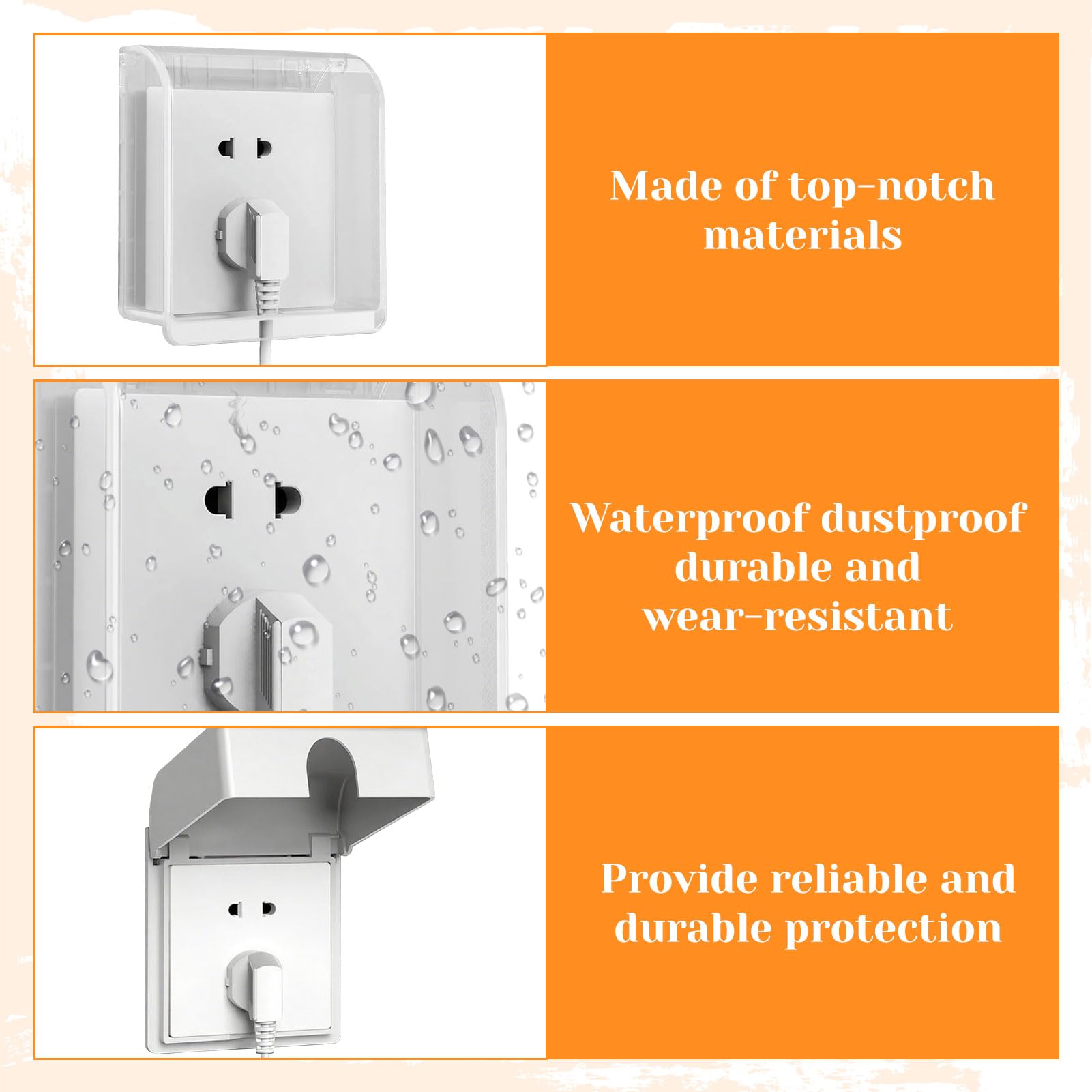 2Pcs Socket Cover Box,Plug Socket Cover,Single Socket Cover,Plug Socket Covers UK,Waterproof Splash Plugs Guard Covers for Home Baby Pet Safety(White + Transparent) - Image 3