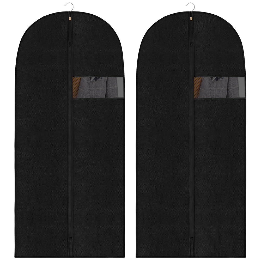 Vicloon Garment Bags, 2PCS Clothes Cover Bags Set Waterproof Dustproof With Zipper, Long Garment Bag Dress Covers Breathable Suit Protector for Clothes/Shirts/Gowns/Dresses 60 * 120cm
