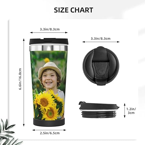 Miniatura 4 de Vaso de viaje personalizado con foto, vaso de viaje de acero inoxidable de 16 onzas con tapa, taza de café personalizada para automóvil con
