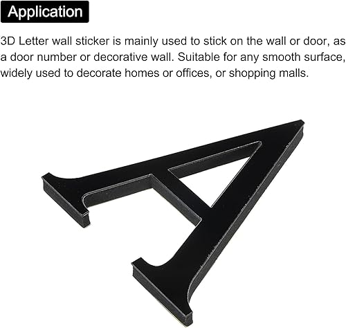 Miniatura 4 de PATIKIL Adhesivos de pared de acrílico 3D con espejo del alfabeto con letra A, autoadhesivas, para decoración del hogar, letrero artístico, para