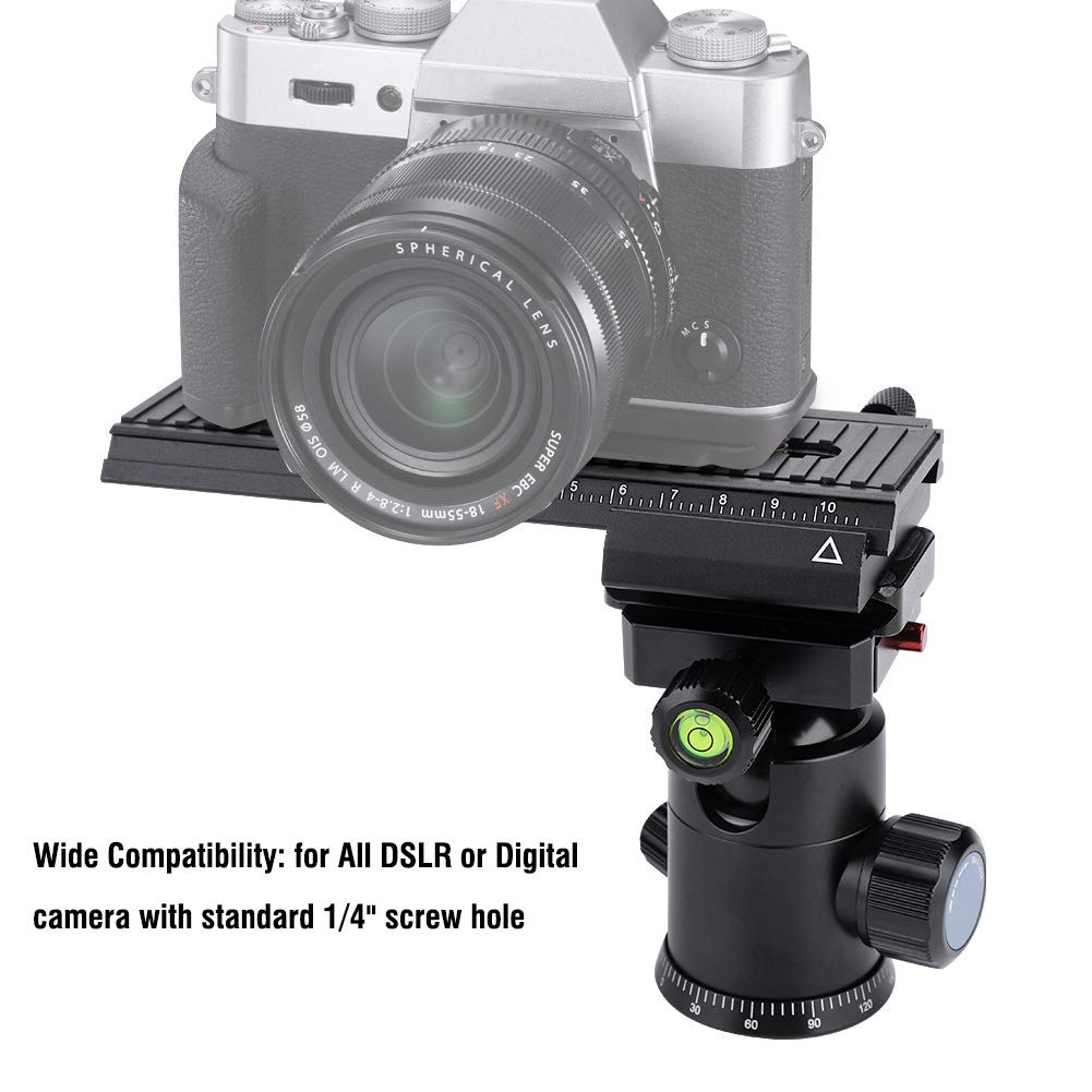 11cm Glissière sur Rail pour caméra avec vis de Montage Universelle 1/4 po pour appareils Photo DSLR, glissière sur Rail pour Prise de Vue avec Mise au Point de Haute précision, Noir