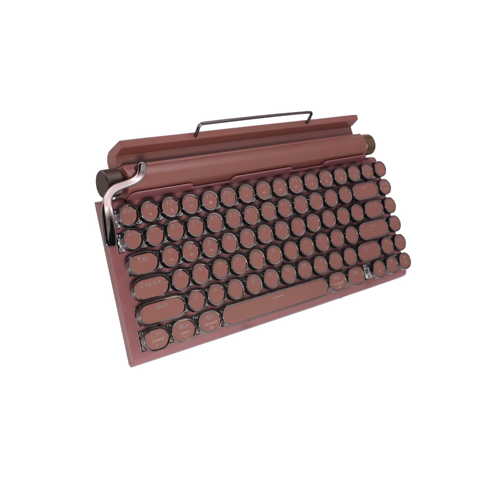 Adventurers Retro Typewriter-Style Mechanical Keyboard, 83 Keys, 75% Compact Layout, Bluetooth 5.0 and Wired, Hot-Swappable Blue Switch, White Backlit for Windows/Mac/iPad/PC/Laptop (Rosewood Red)-image-34