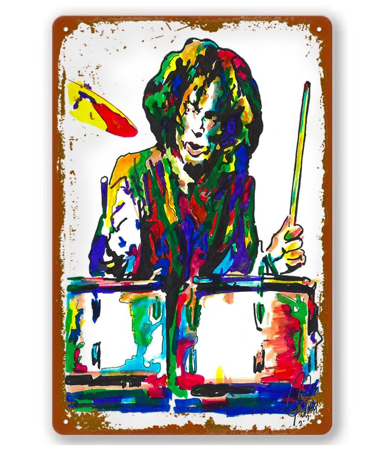 Ginger Baker, Cream, Blind Faith, Drummer, Drums, Percussion, Rock Poster Vintage Metal Aluminium Sign Tin Sign-Home Decor Garage Man Cave Wall Art 12" X 8"