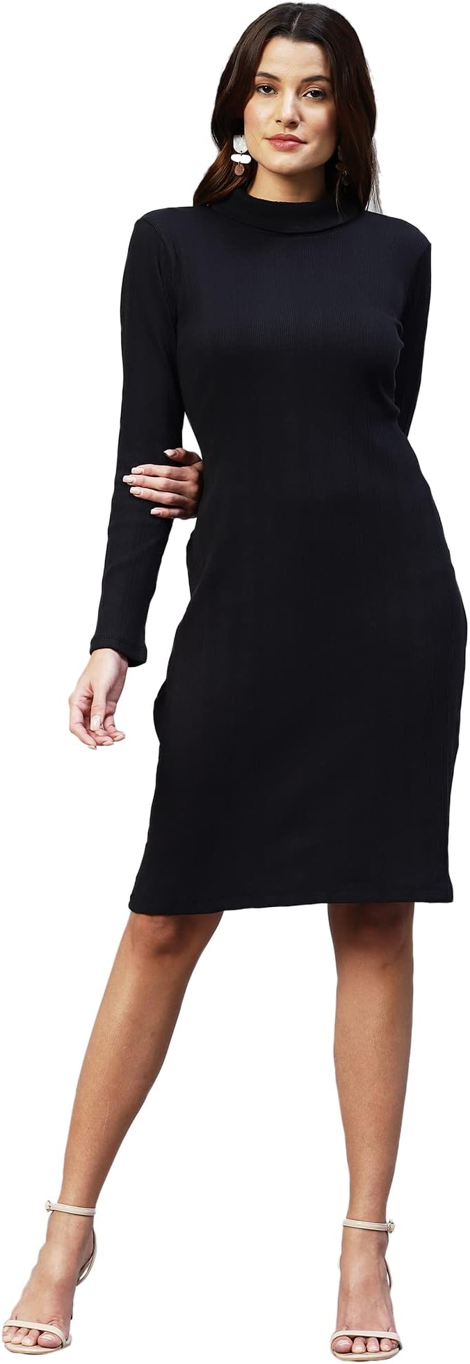 RigoCotton Bodycon Midi Dress for Women | Slim Fit One Piece Dress for Women | Short Dress for Women | Casual, Party, Western Midi Dress for Women