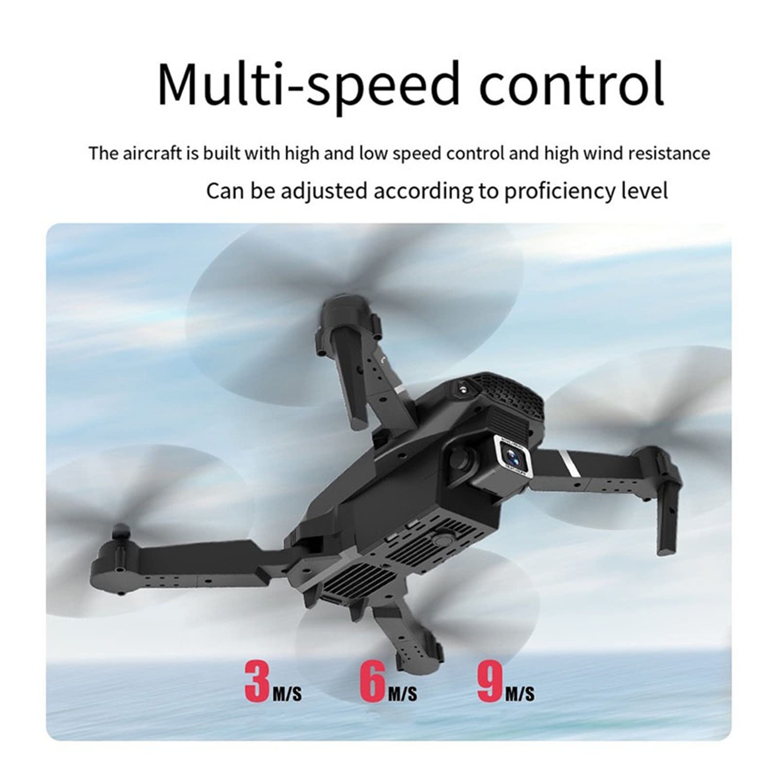 Składany dron Quadcopter Mini Drone 4K Professional HD Podwójna kamera 1080P WiFi Fotografia lotnicza Helikopter Składany quadcopter Kamera Drony Zabawki (Kolor : Brak kamery Rozmiar: 1) (1080P 2B 1)