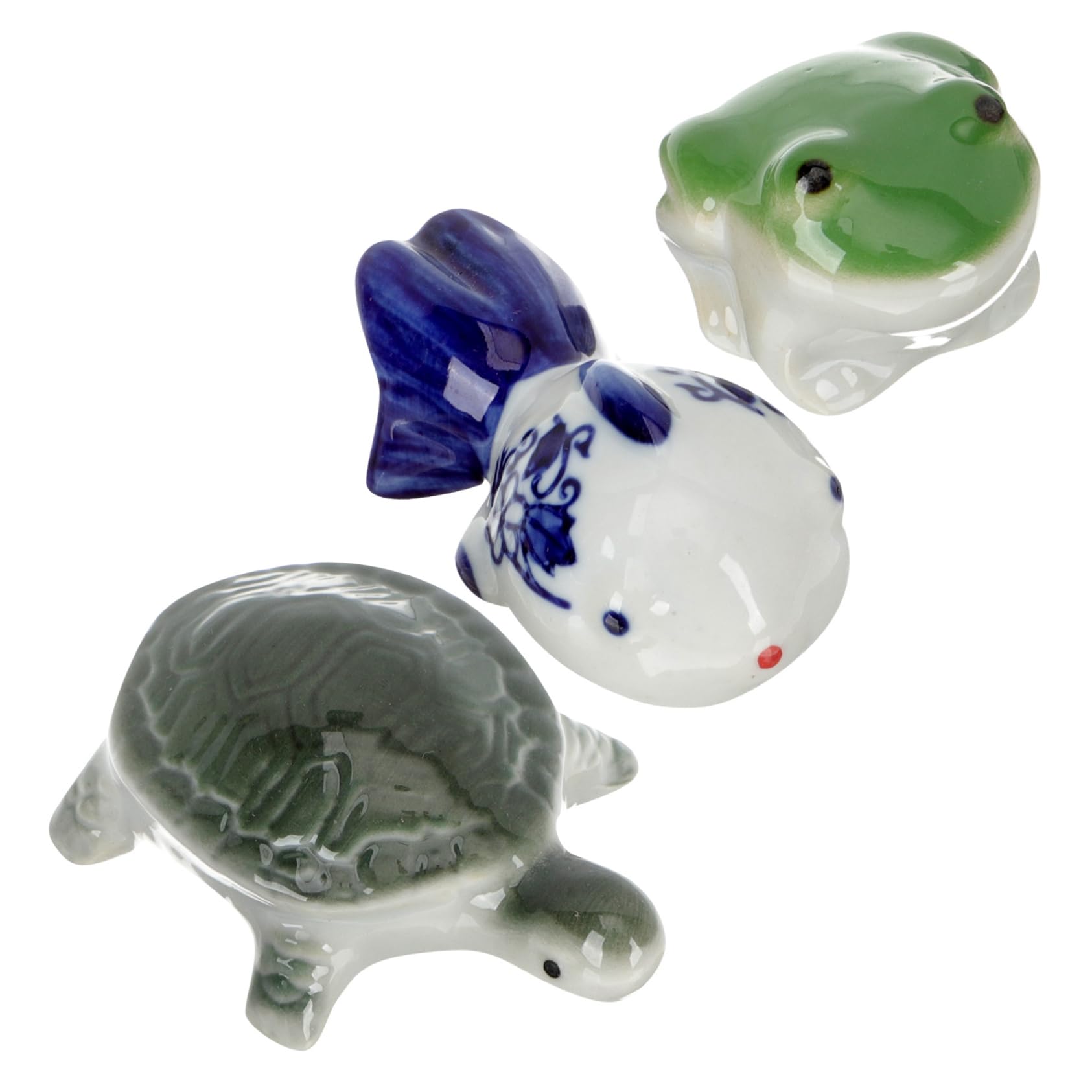 Sosoport 6stücke Keramische Aquarium Dekoration Schwimmende Tierfiguren Schildkröte Frosch Für Fischbecken Lebendige Unterwasser Deko Für Natürliches