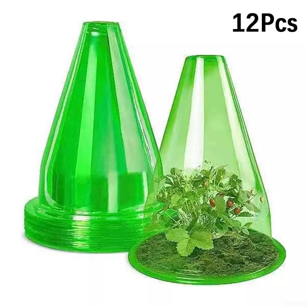 Lot de 12 cloches de protection pour plantes, vertes et transparentes, cloches de jardin pour plantes, dômes réutilisables
