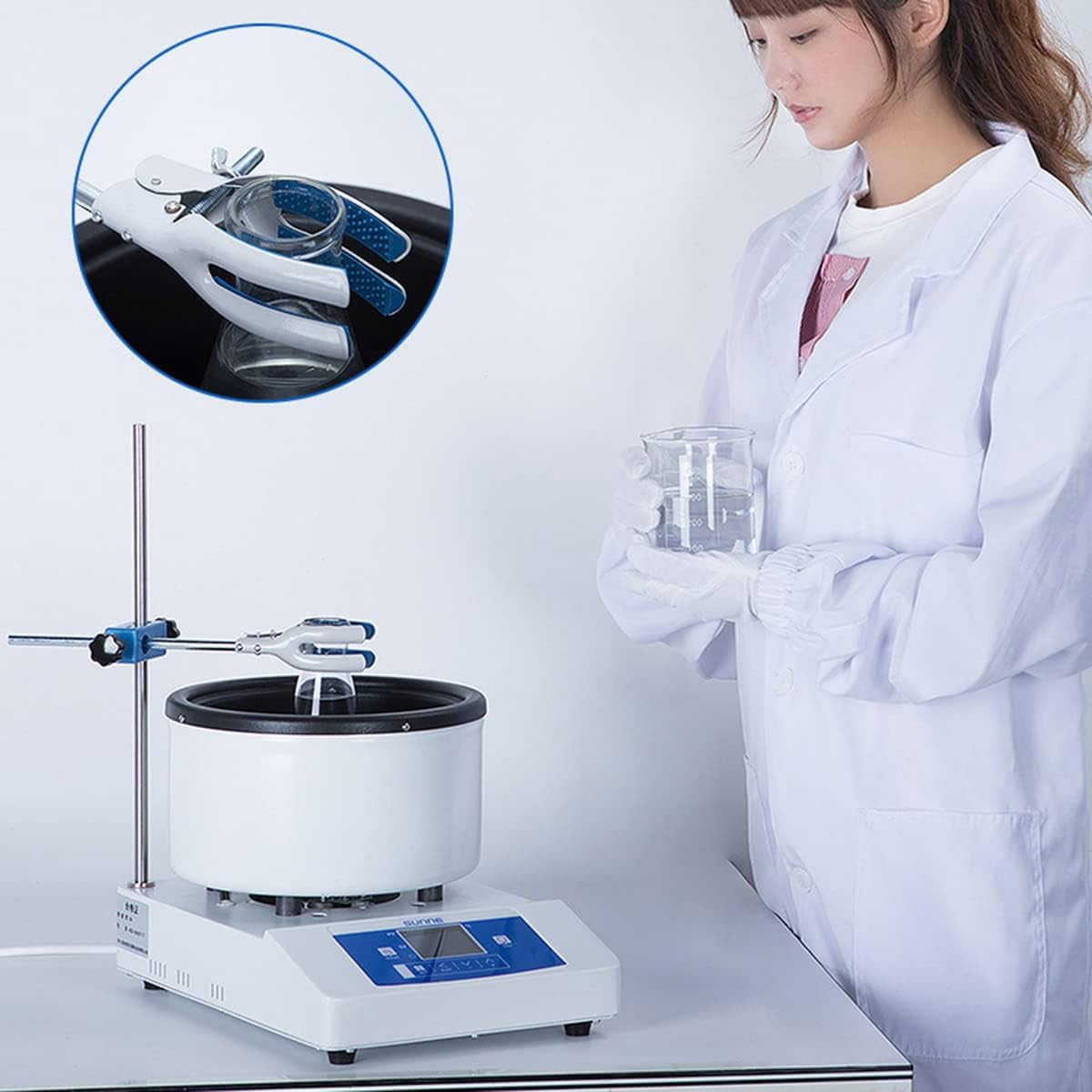 Magnetyczne mieszadło grzewcze z cyfrową regulacją temperatury, elektryczny garnek grzewczy do kąpieli wodnej i olejowej, precyzyjna regulacja temperatury do użytku laboratoryjnego