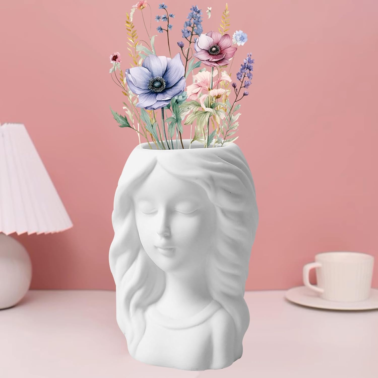 3 Pieces Cute Girl Flower Pot Cement Silicone Mold Small Plant Pot Silicone Mold Succulent Pot Silicon Mold Girl Shape Epoxy Resin Casting Mold for Epoxy Resin Casting Clay Craft