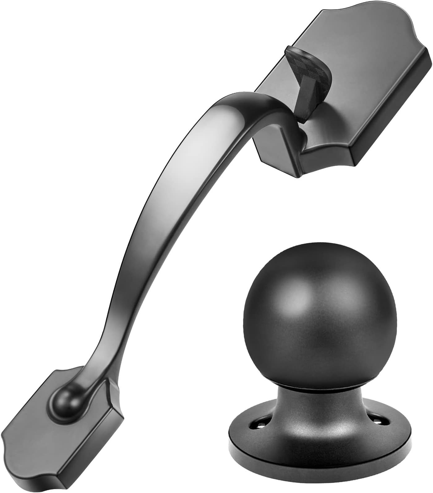 Front Door Handle - Front Door Knob Door Half Front Entry Handleset with Door Knob, Keyless Entry Door Lock, Black ORB Plating Stainless Steel 304 Knob, Reversible Door Lever for Left & Right